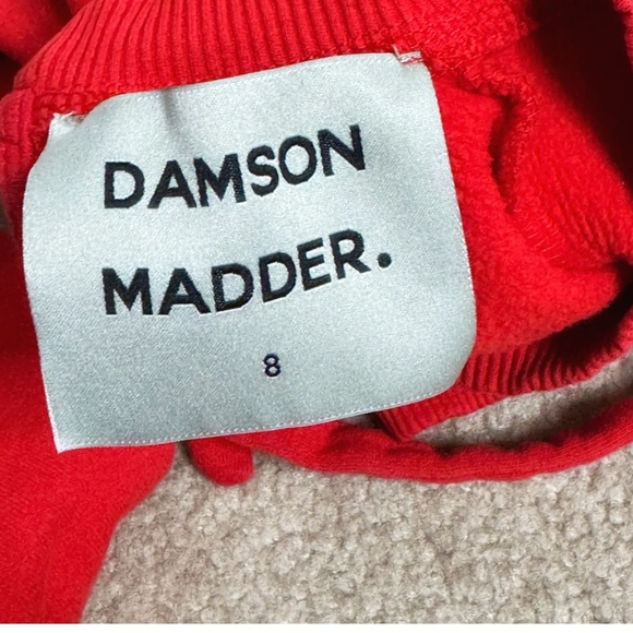 Damson Madder Sweatshirt Feminine Logo Self Tie Bow Back Red Worn In Look Size 8 - Picture 8 of 16